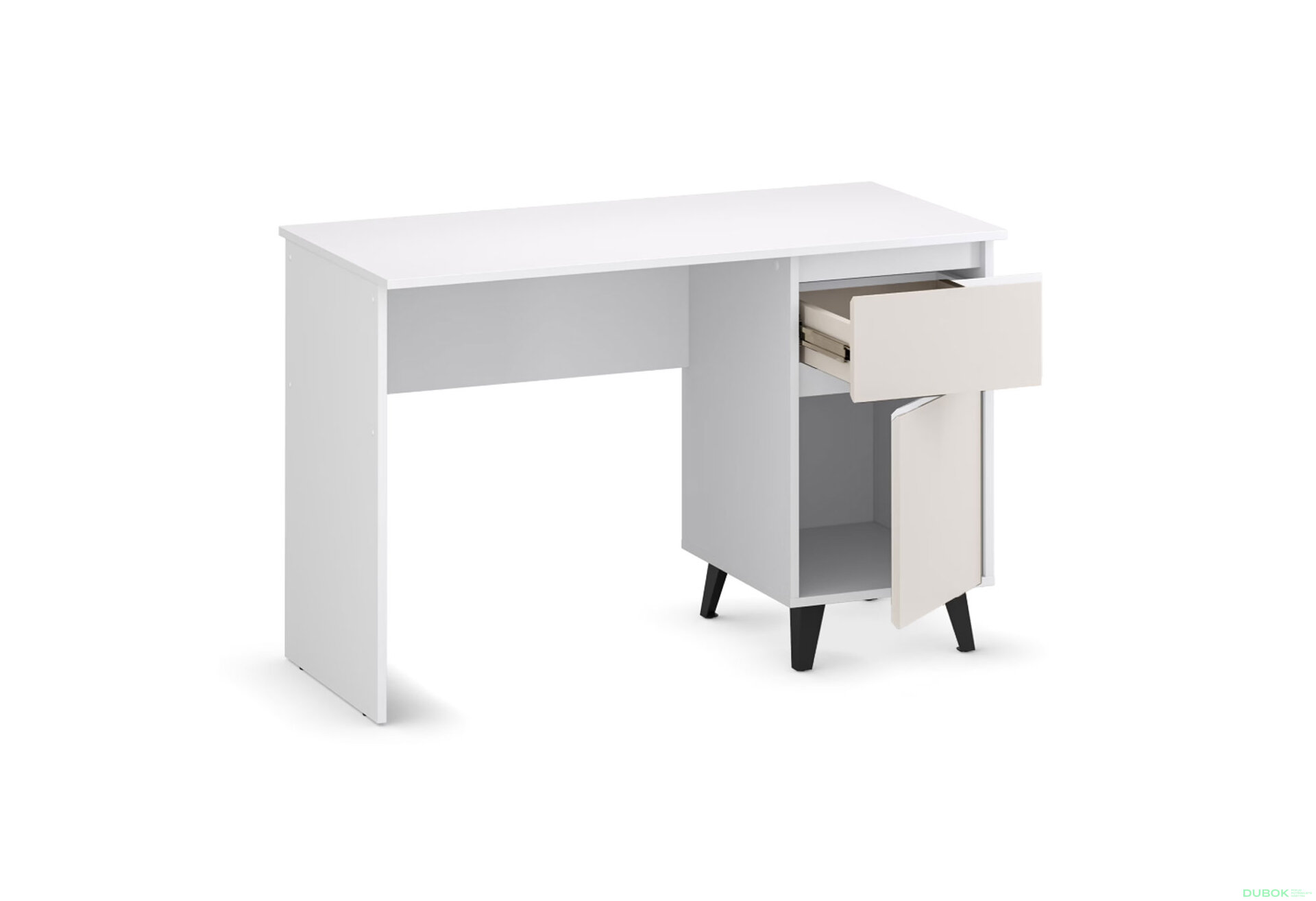 Fotografia 5 - Písací stôl Borg 1d1s/120 biely / kašmír