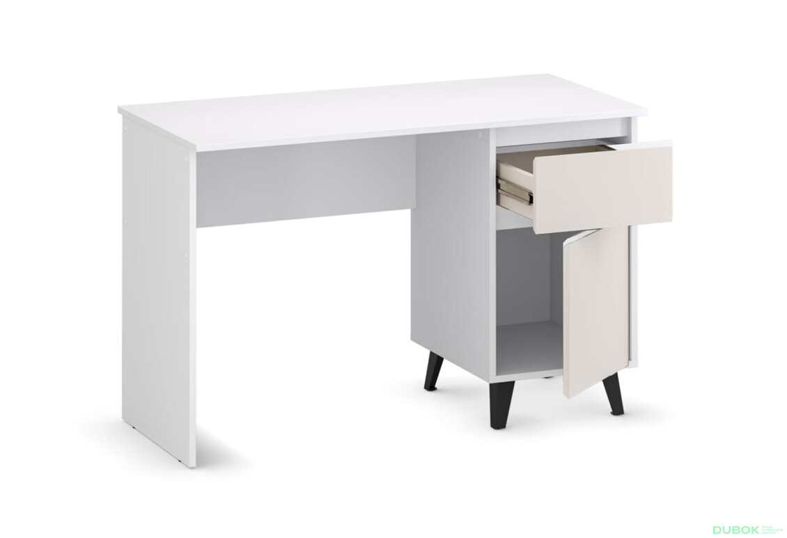 Fotografia 5 - Písací stôl Borg 1d1s/120 biely / kašmír