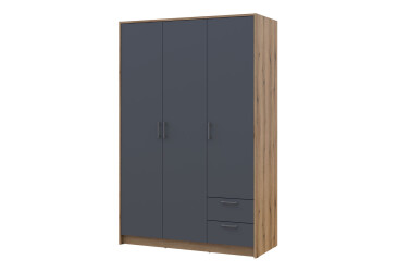 Skriňa 3 drevotrieska dub artisan / grafit 121x52x195