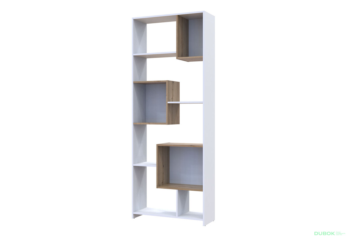 Vysoký regál BS1 Biely / Dub evoke 81x30x210