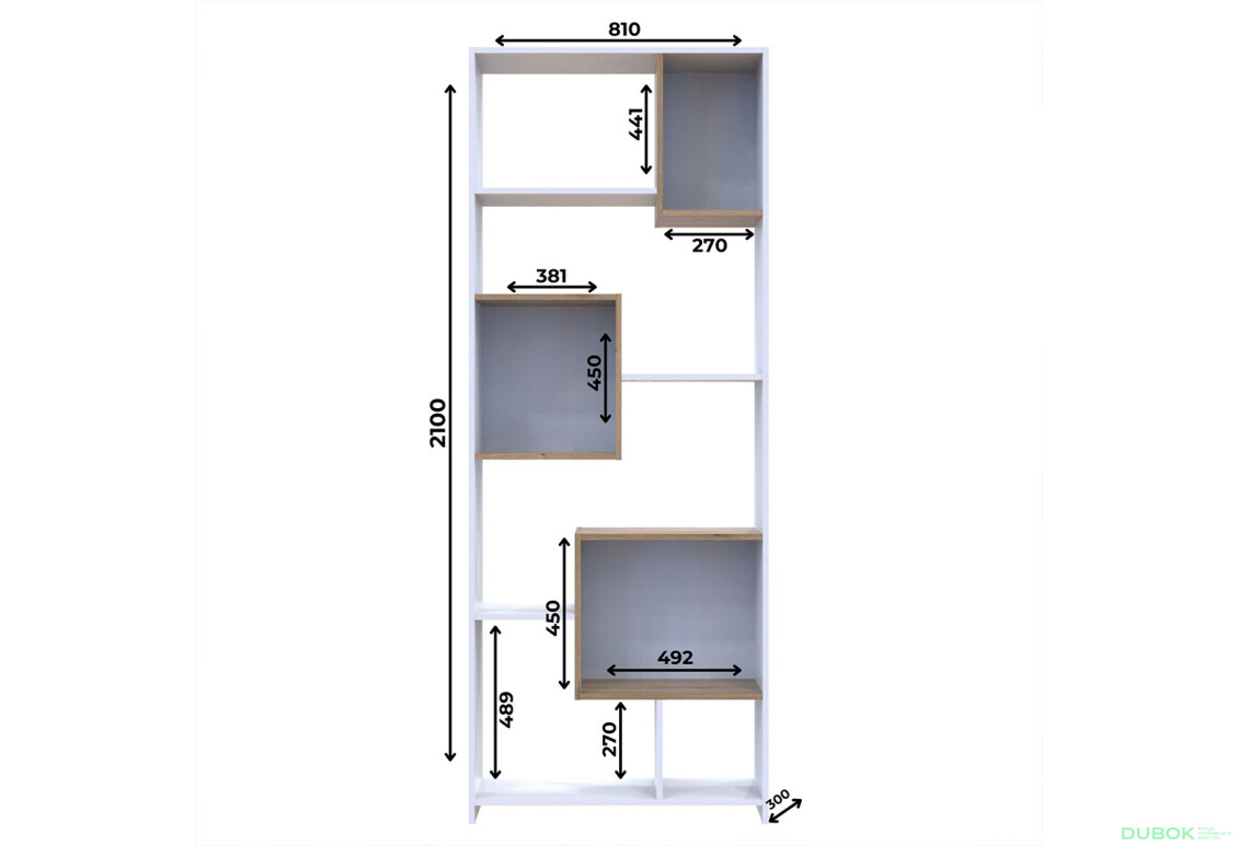 Vysoký regál BS1 Biely / Dub evoke 81x30x210 - Fotografia 6 Fotografia 6 - Vysoký regál BS1 Biely / Dub evoke 81x30x210