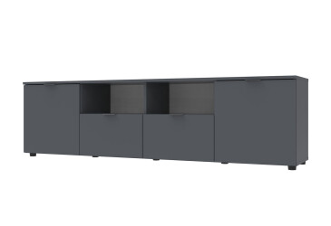 TV stolík s dvierkami a zásuvkami Ron 4 180 cm Grafit