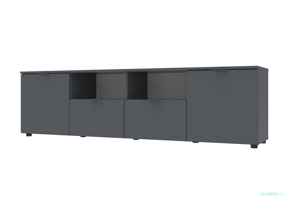 TV stolík s dvierkami a zásuvkami Ron 4 180 cm Grafit