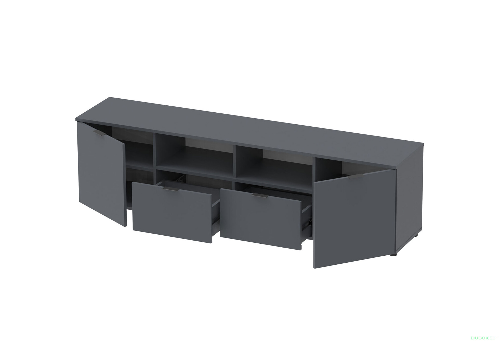 TV stolík s dvierkami a zásuvkami Ron 4 180 cm Grafit - Fotografia 3 Fotografia 3 - TV stolík s dvierkami a zásuvkami Ron 4 180 cm Grafit
