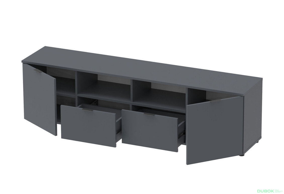 TV stolík s dvierkami a zásuvkami Ron 4 180 cm Grafit - Fotografia 3 Fotografia 3 - TV stolík s dvierkami a zásuvkami Ron 4 180 cm Grafit