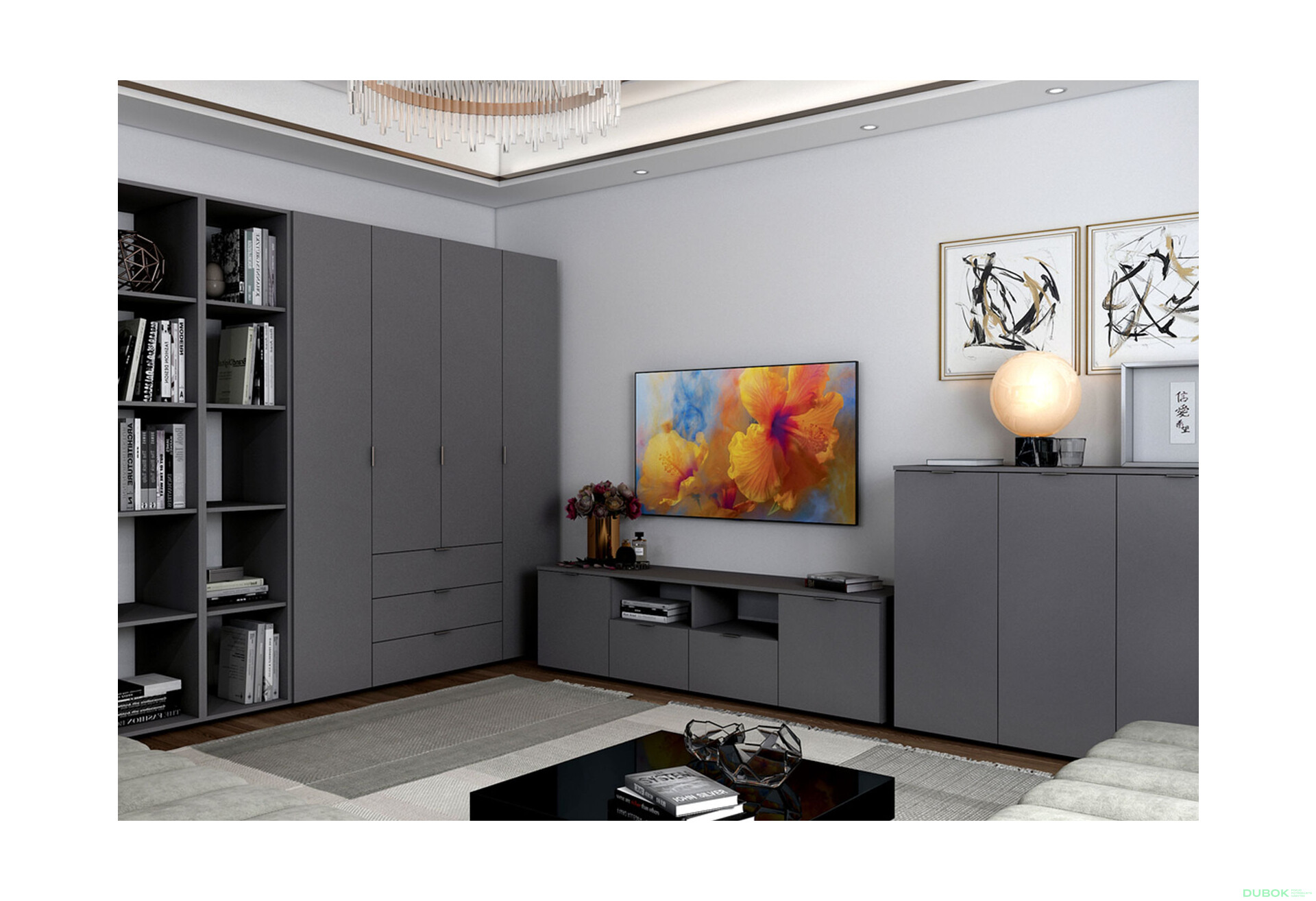 Fotografia 5 - TV stolík s dvierkami a zásuvkami Ron 4 180 cm Grafit