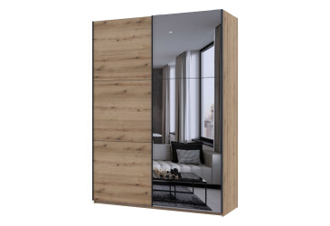 Skriňa s posuvnými dverami Dub Evok 1 DTD / 1 Zrkadlo / 3 časti 180x60x240