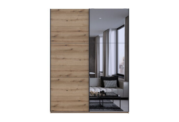 Fotografia Skriňa s posuvnými dverami Dub Evok 1 DTD / 1 Zrkadlo / 3 časti 180x60x240