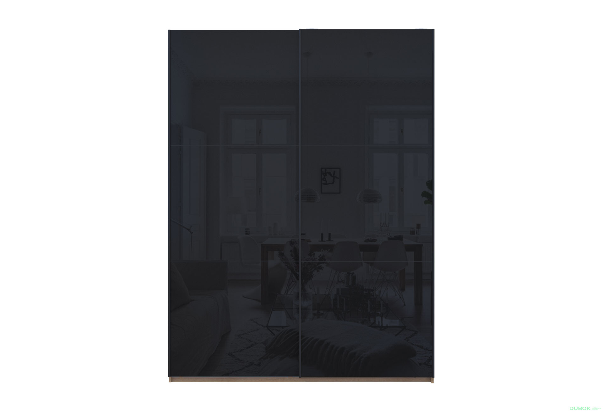 Fotografia 5 - Skriňa s posuvnými dverami G-Caiser sklo, 2-dverová, 180 cm, dub evoke / čierna