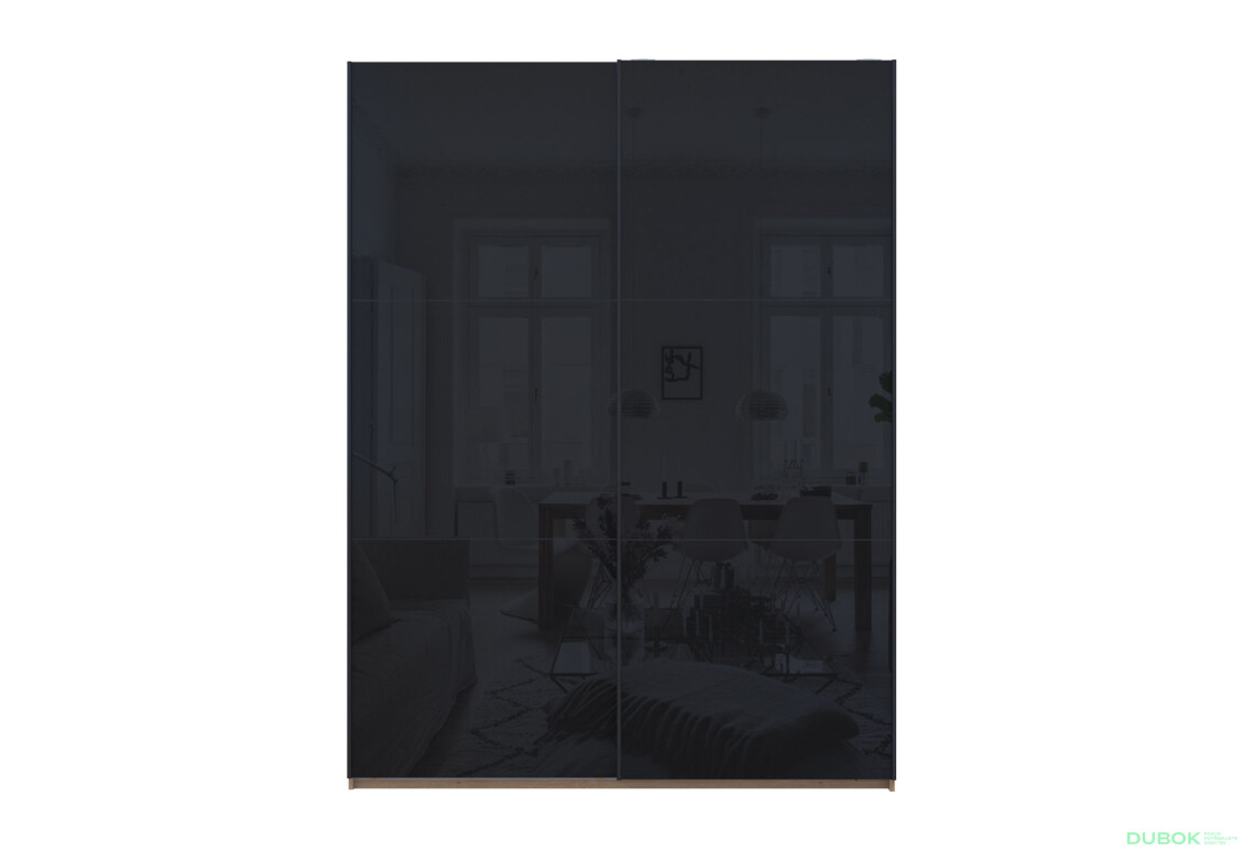 Fotografia 5 - Skriňa s posuvnými dverami G-Caiser sklo, 2-dverová, 180 cm, dub evoke / čierna