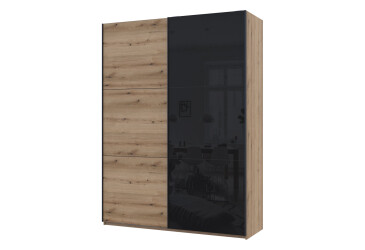 Skriňa s posuvnými dverami Dub Evok Čierny 1 DTD / 1 sklo / 3 časti 180x60x240