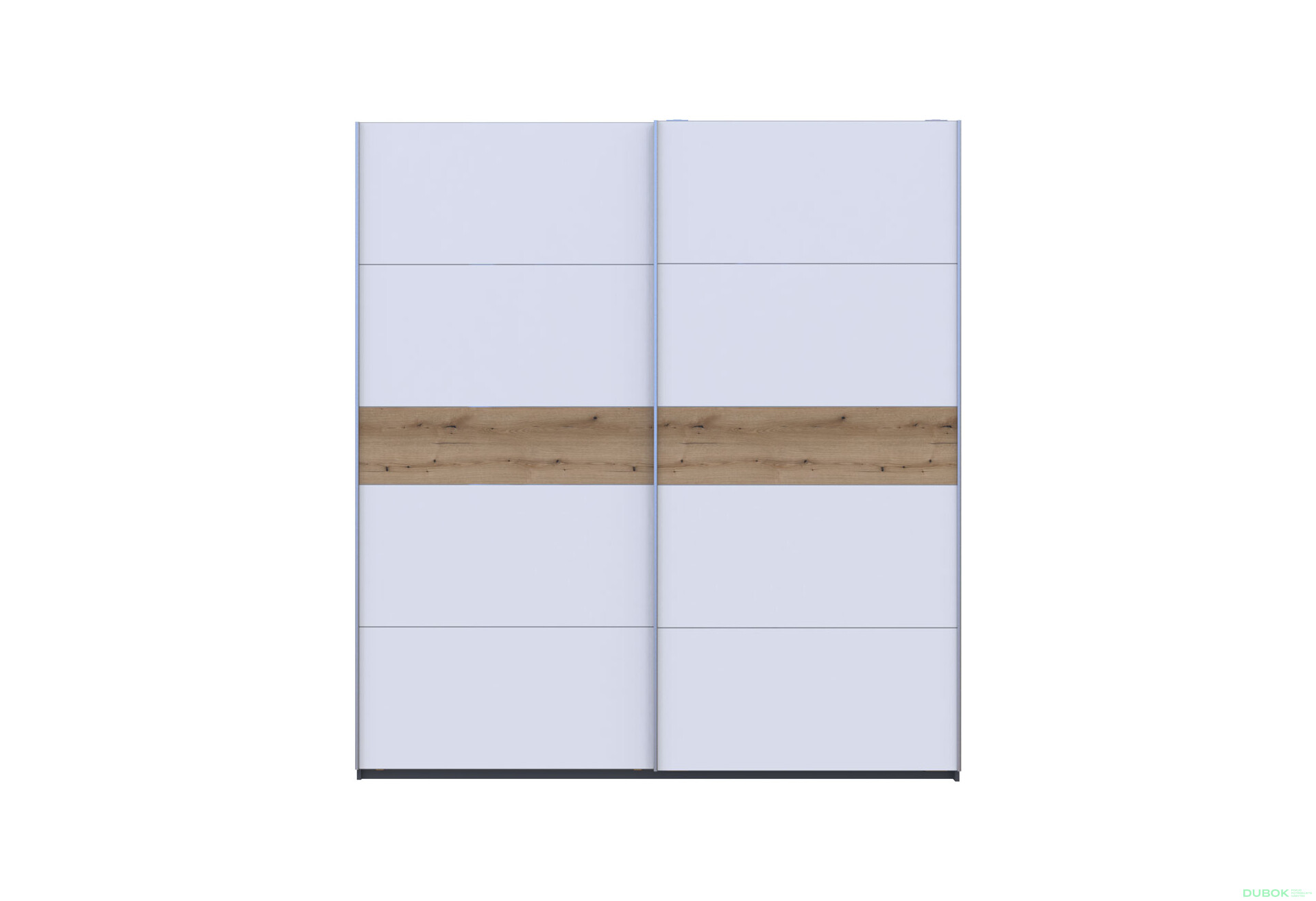 Skriňa s posuvnými dverami G-Caiser, 2-dverová, 220 cm, grafit / biela, vložka dub evoke - Fotografia 3 Fotografia 3 - Skriňa s posuvnými dverami G-Caiser, 2-dverová, 220 cm, grafit / biela, vložka dub evoke