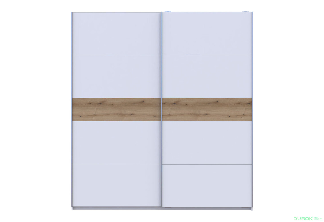 Fotografia 6 - Skriňa s posuvnými dverami G-Caiser, 2-dverová, DTD, 220 cm, biela / vložka dub evoke