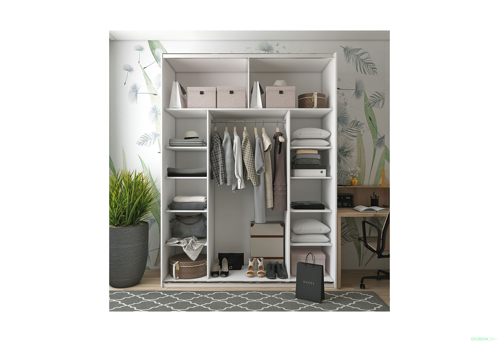 Fotografia 3 - Skriňa s posuvnými dverami G-Caiser, 2-dverová, DTD, 180 cm, biela