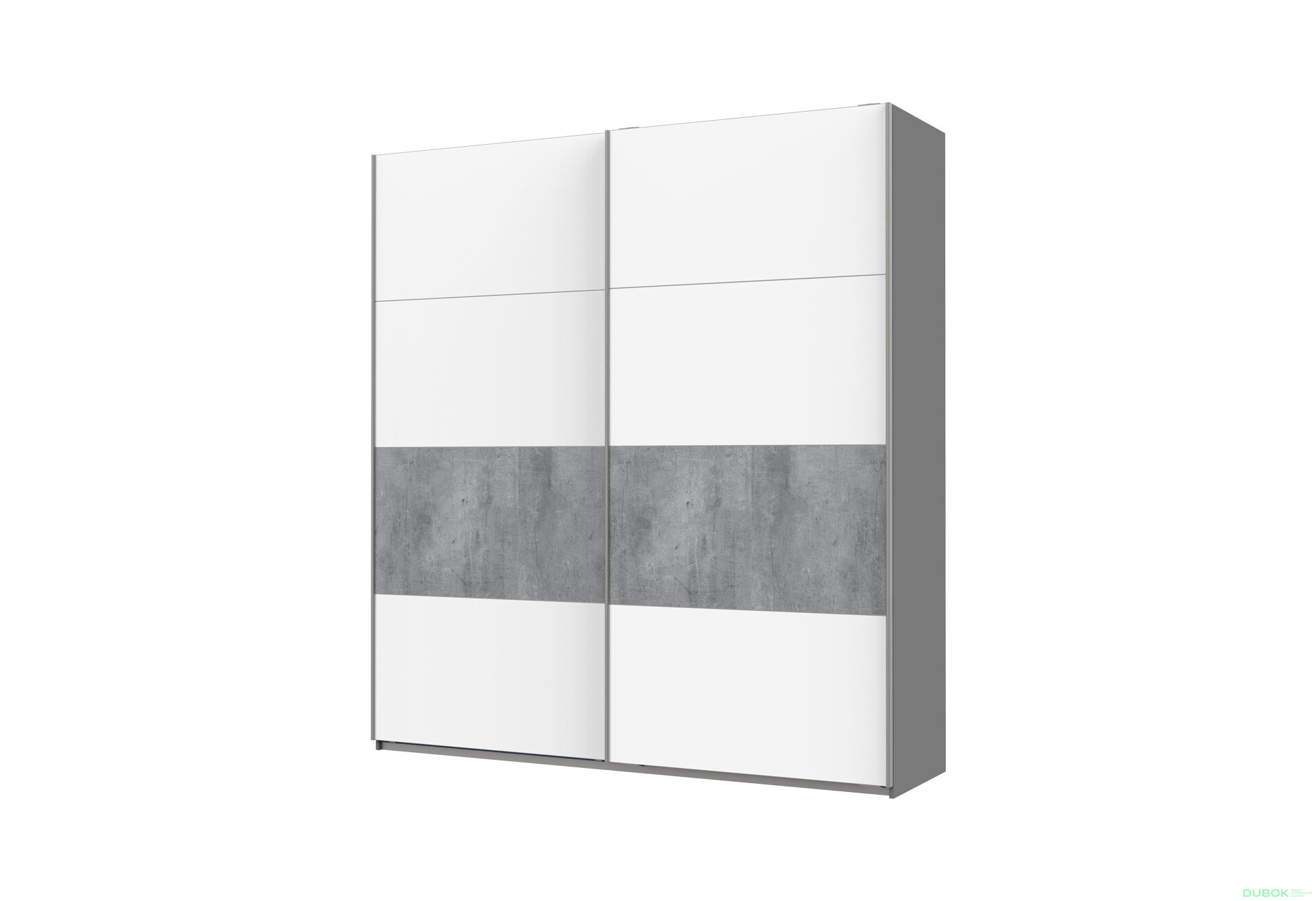 Skriňa G-Caiser Doros s 2 dverami DTD, 220 cm, antracit / biela, vklad betón - Fotografia 1 Fotografia 1 - Skriňa G-Caiser Doros s 2 dverami DTD, 220 cm, antracit / biela, vklad betón