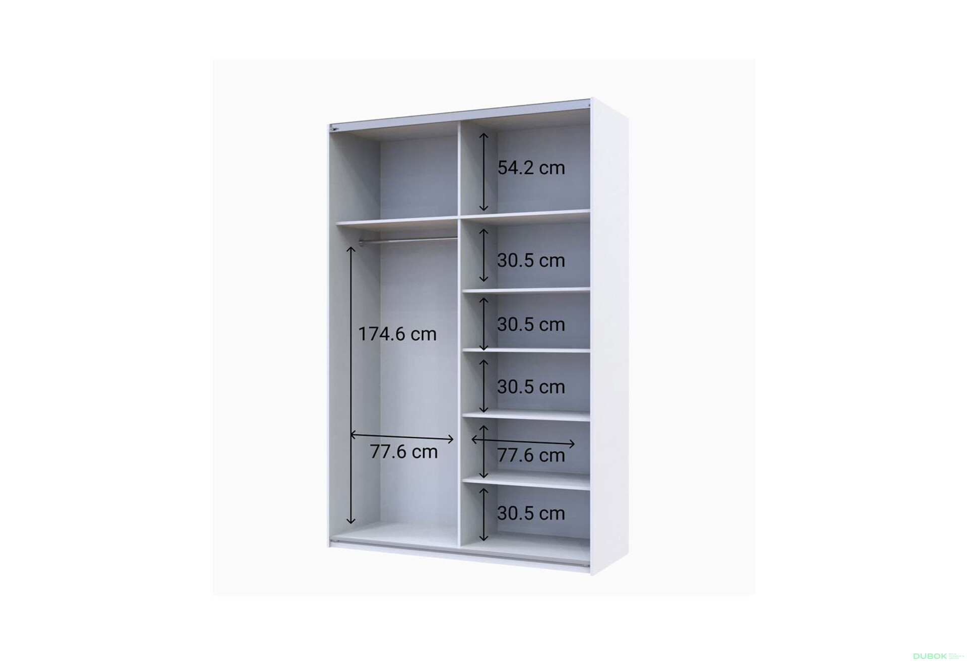 Šatní skriňa G-Caiser s 2 dverami: DTD + zrkadlo, 160 cm, biela / grafit - Fotografia 5 Fotografia 5 - Šatní skriňa G-Caiser s 2 dverami: DTD + zrkadlo, 160 cm, biela / grafit