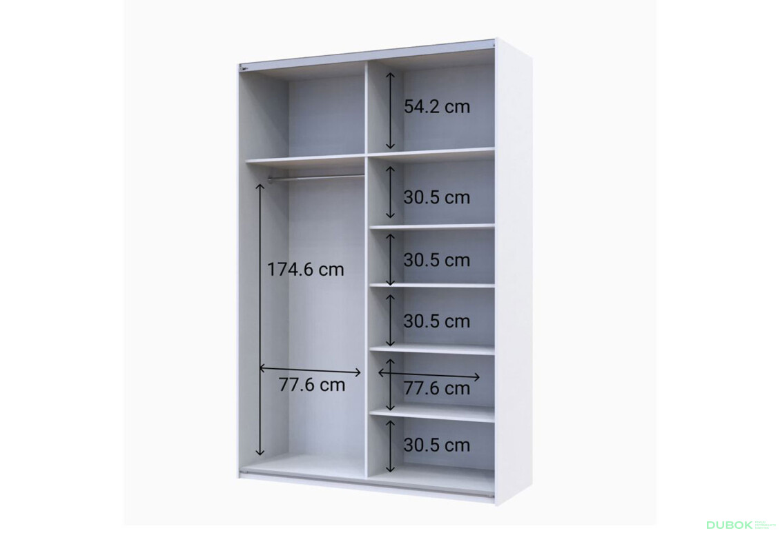 Šatní skriňa G-Caiser s 2 dverami: DTD + zrkadlo, 160 cm, biela / grafit - Fotografia 5 Fotografia 5 - Šatní skriňa G-Caiser s 2 dverami: DTD + zrkadlo, 160 cm, biela / grafit