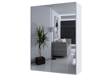 Skriňa s posuvnými dverami Biela 2 Zrkadlá 180x60x240