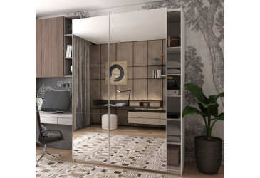 Skriňa s posuvnými dverami Biela 2 Zrkadlá 180x60x240 Fotografia Skriňa s posuvnými dverami Biela 2 Zrkadlá 180x60x240