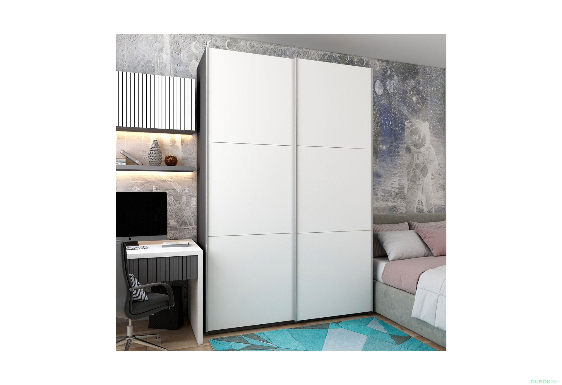 Fotografia 3 - Skriňa G-Caiser Doros s 2 dverami, 160 cm, grafit / biela