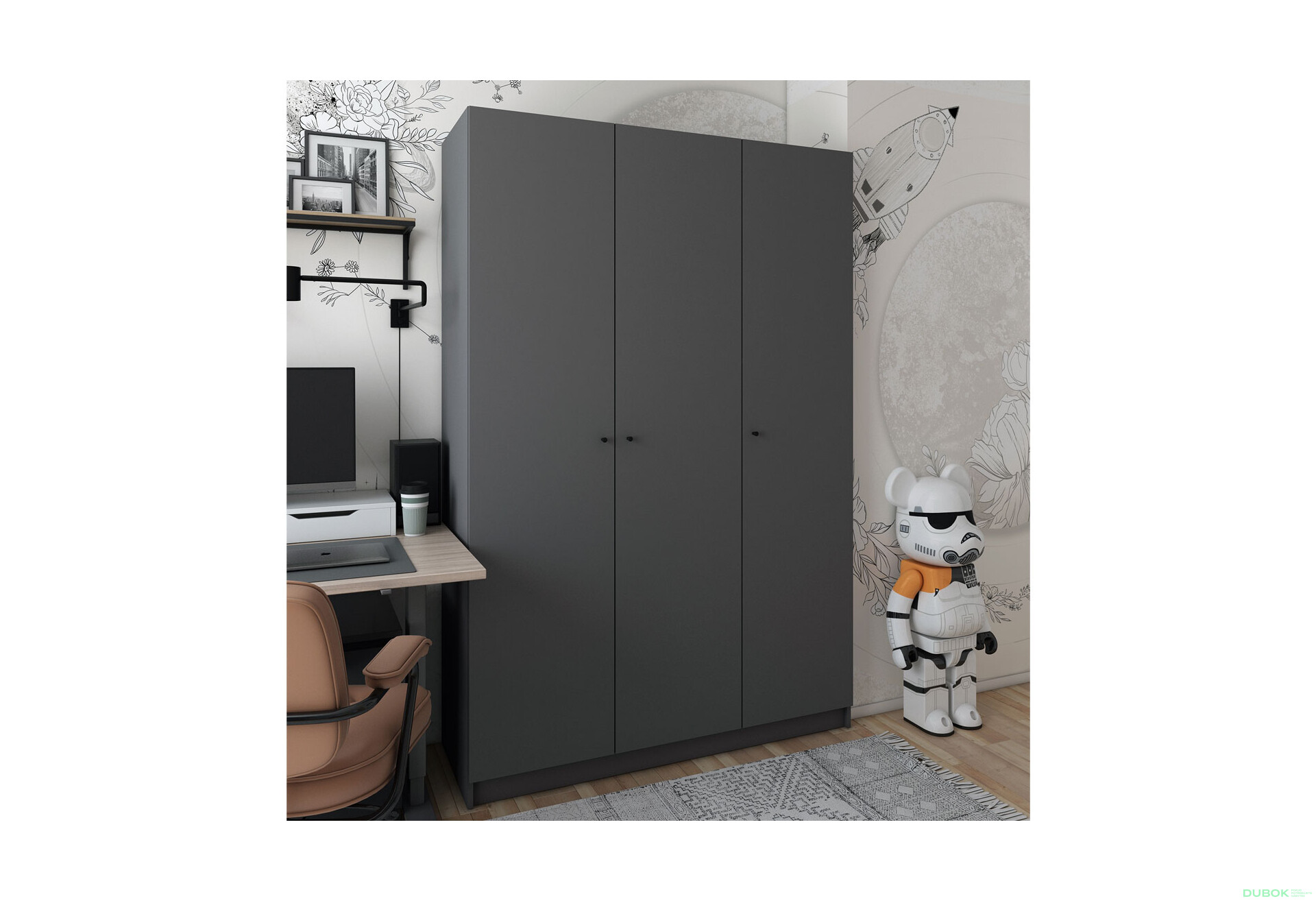 Fotografia 5 - Skriňa Promo s 3 dverami 135 cm, grafitová