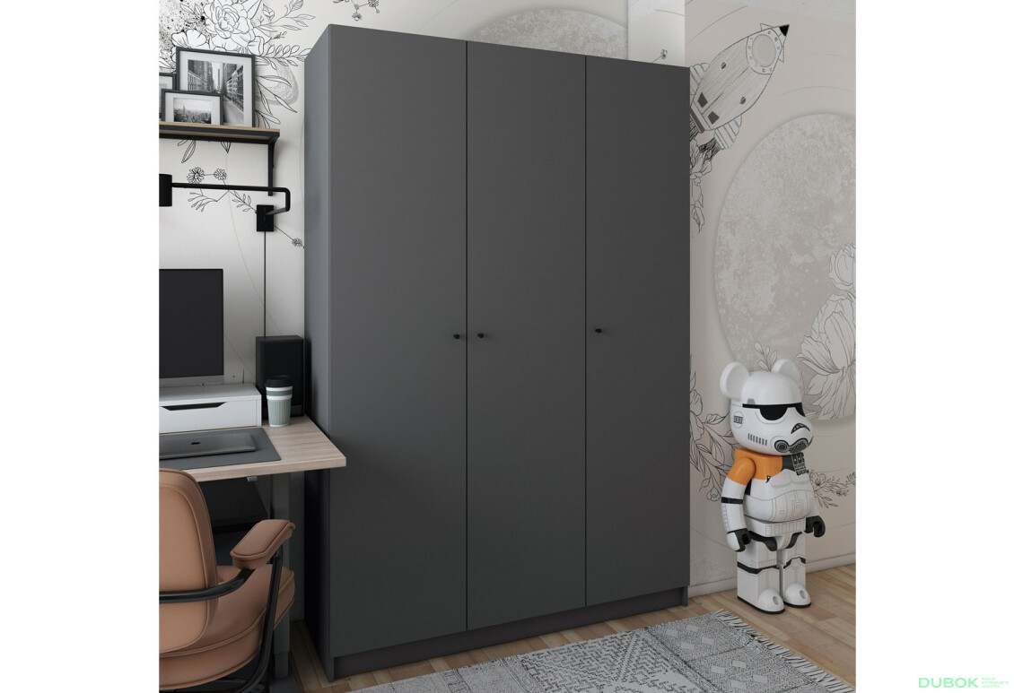 Fotografia 5 - Skriňa Promo s 3 dverami 135 cm, grafitová