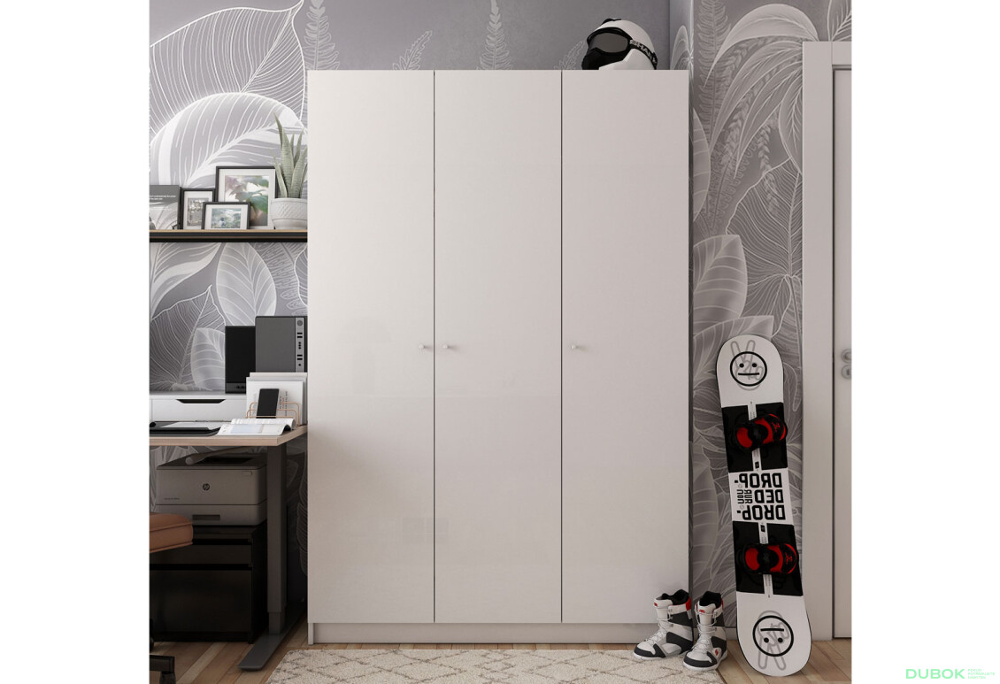 Fotografia 4 - Skriňa Promo s 3 dverami 135 cm, biela