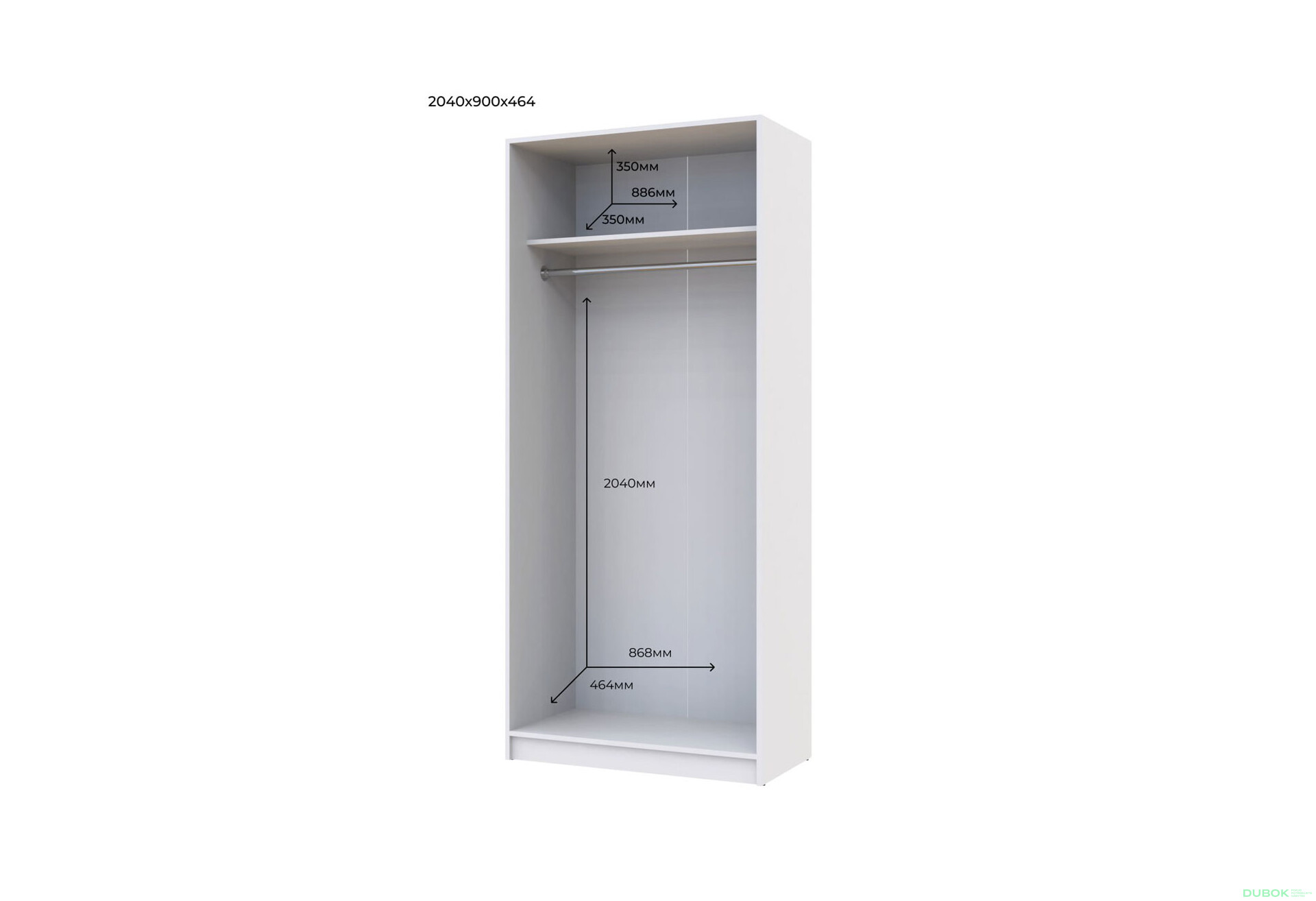 Fotografia 3 - Skriňa Promo s 2 dverami 90 cm, Biela