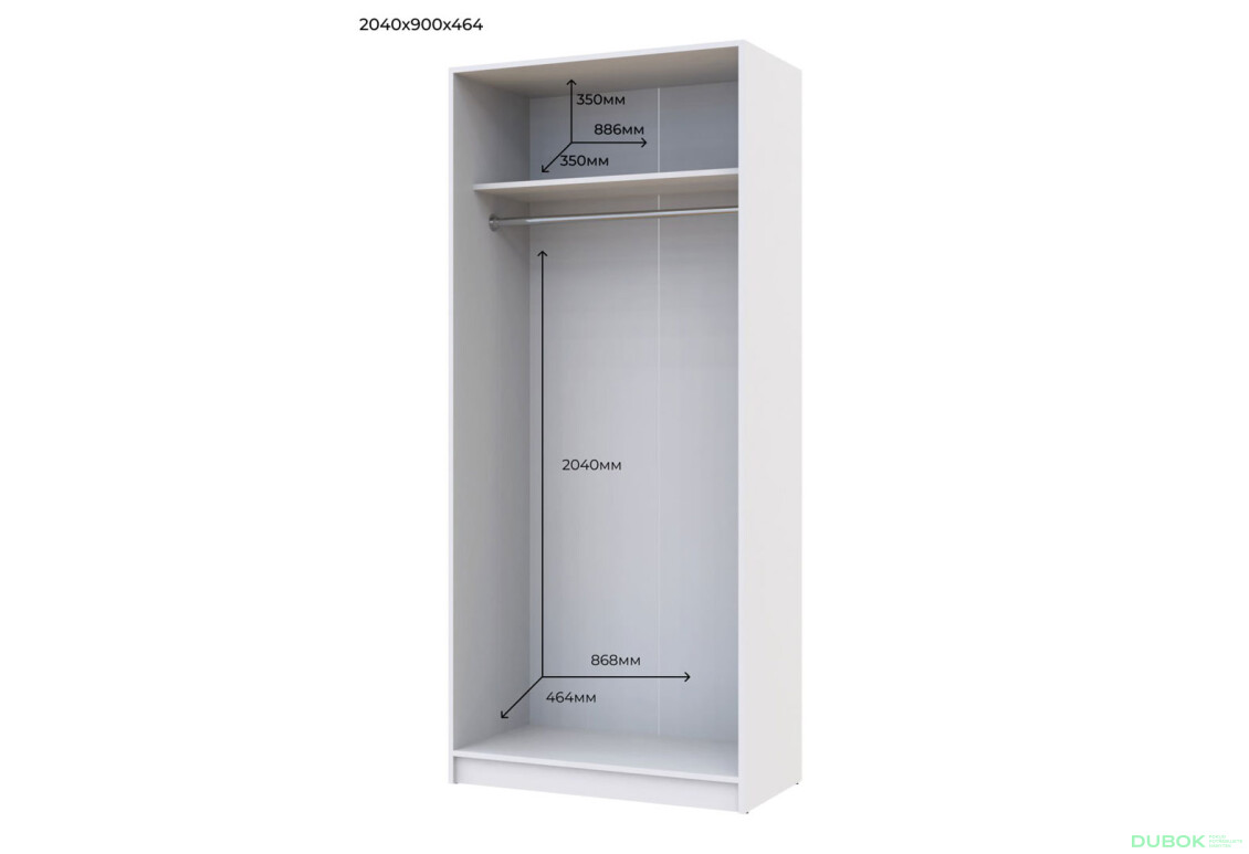 Fotografia 3 - Skriňa Promo s 2 dverami 90 cm, Biela