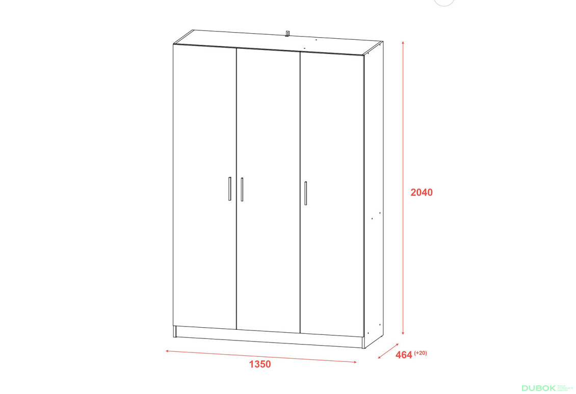 Fotografia 9 - Skriňa Promo s 3 dverami 135 cm, sivá