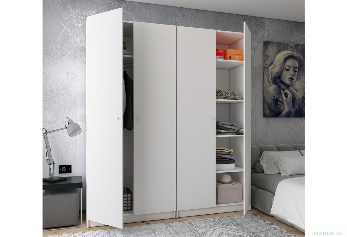 Skriňa Doros Promo 2+2 DTD, 4-dverová, 180 cm, Biela - Fotografia 12 Fotografia 12 - Skriňa Doros Promo 2+2 DTD, 4-dverová, 180 cm, Biela
