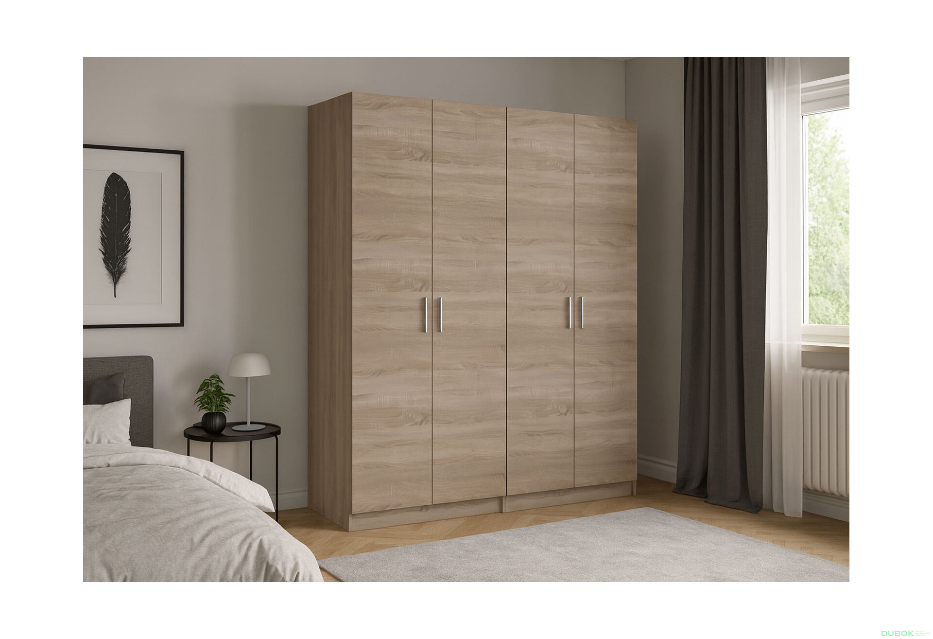 Fotografia 15 - Skriňa Doros Promo 2+2 DTD, 4-dverová, 180 cm, Dub sonoma