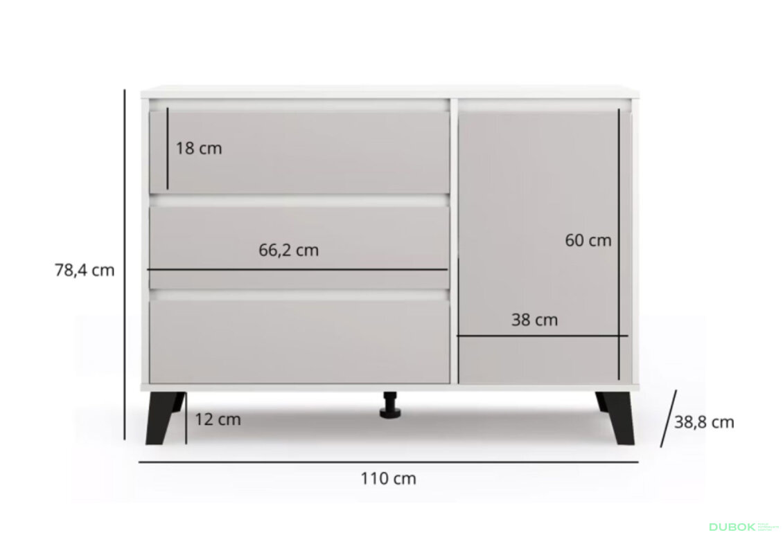 Fotografia 8 - Komoda Borg 1d3s biela / kašmír