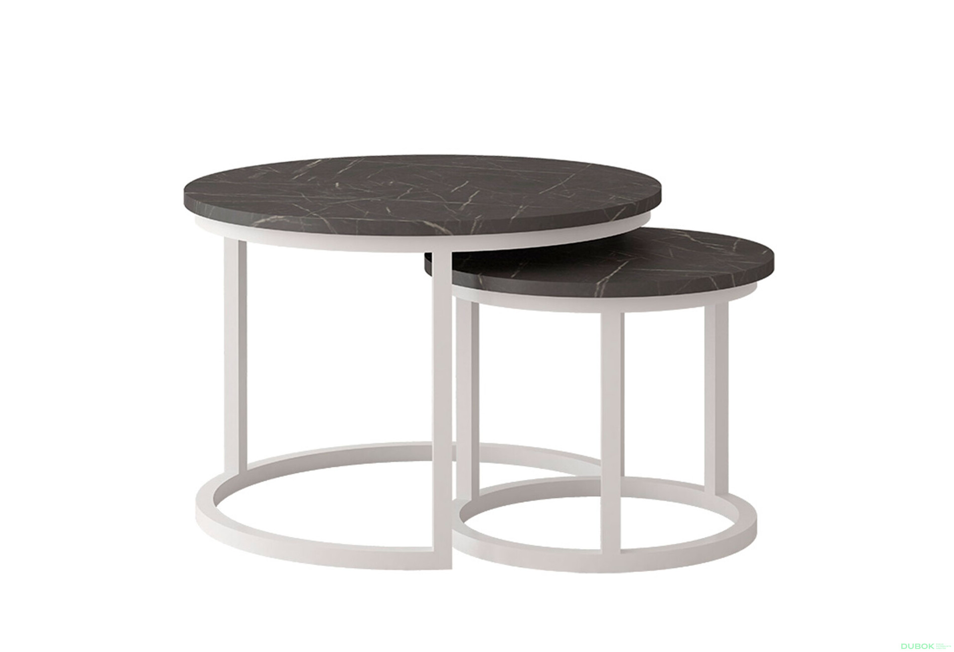 Fotografia 1 - Konferenčný stolík Toronto 50x42 + 70x46 biely / mramor pietra čierny