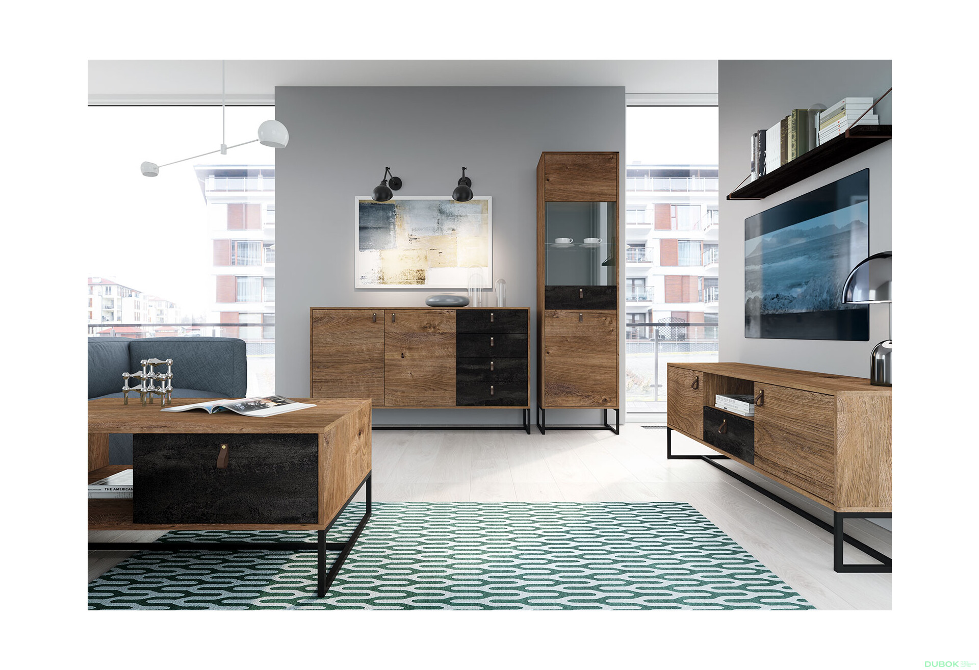 Fotografia 1 - Obývacia zostava I dub ribbeck / čierny kameň Dark