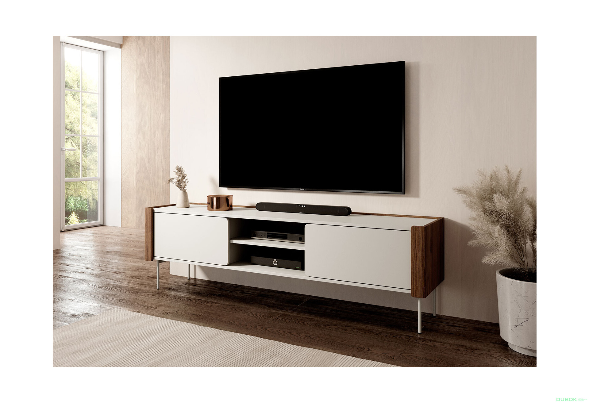 Fotografia 4 - TV stolík RTV180 warmia orech / kašmír Wrap