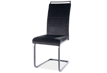 Stolička H-441 Velvet, čierny 117, kov čierna matná