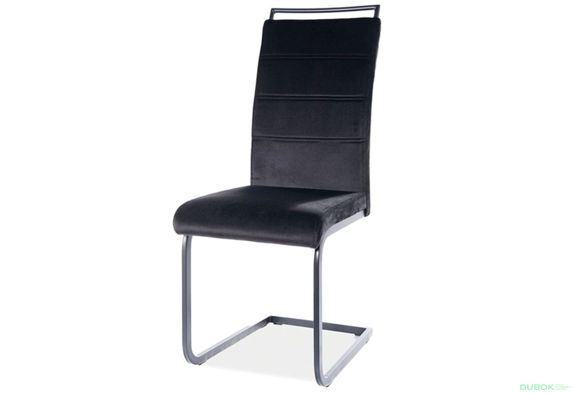 Stolička H-441 Velvet, čierny 117, kov čierna matná