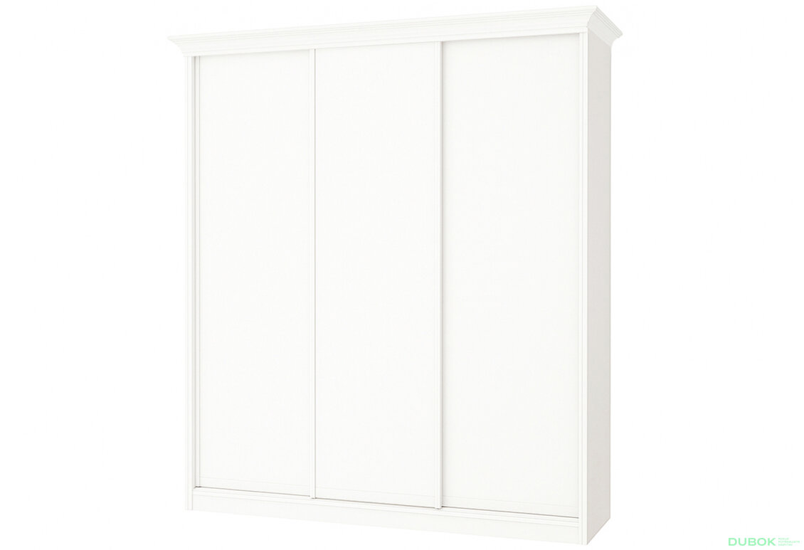 Skriňa Rim-Veneziano 3D 2,2 m biela s rímsou, fasádami DTD