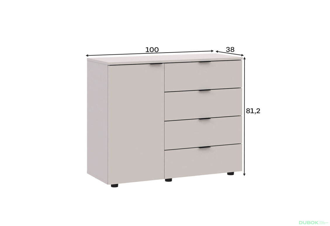 Fotografia 6 - Komoda s dvierkami a 4 zásuvkami GC1 100 cm Kašmír Gelar