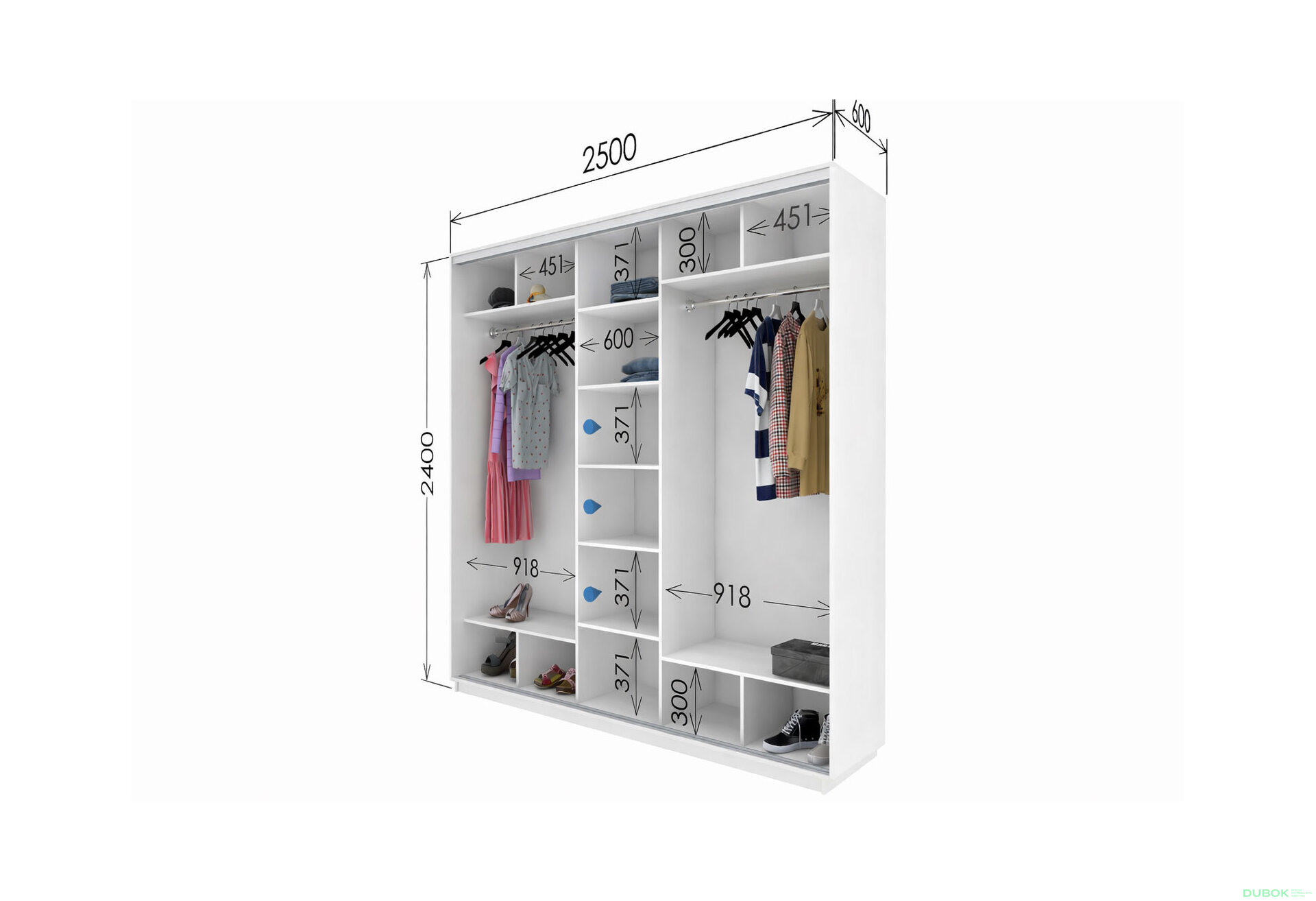 Fotografia 4 - Skriňa s posuvnými dverami 2400x2500x600 2DTD zrkadlo nymphaea alba, profil strieborný