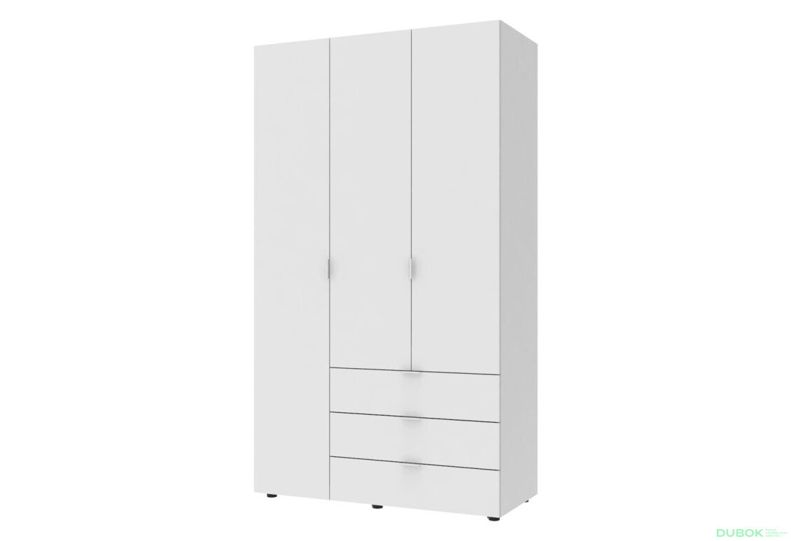 Skriňa trojdverová Gelar 116.2 cm Biela - Fotografia 1 Fotografia 1 - Skriňa trojdverová Gelar 116.2 cm Biela