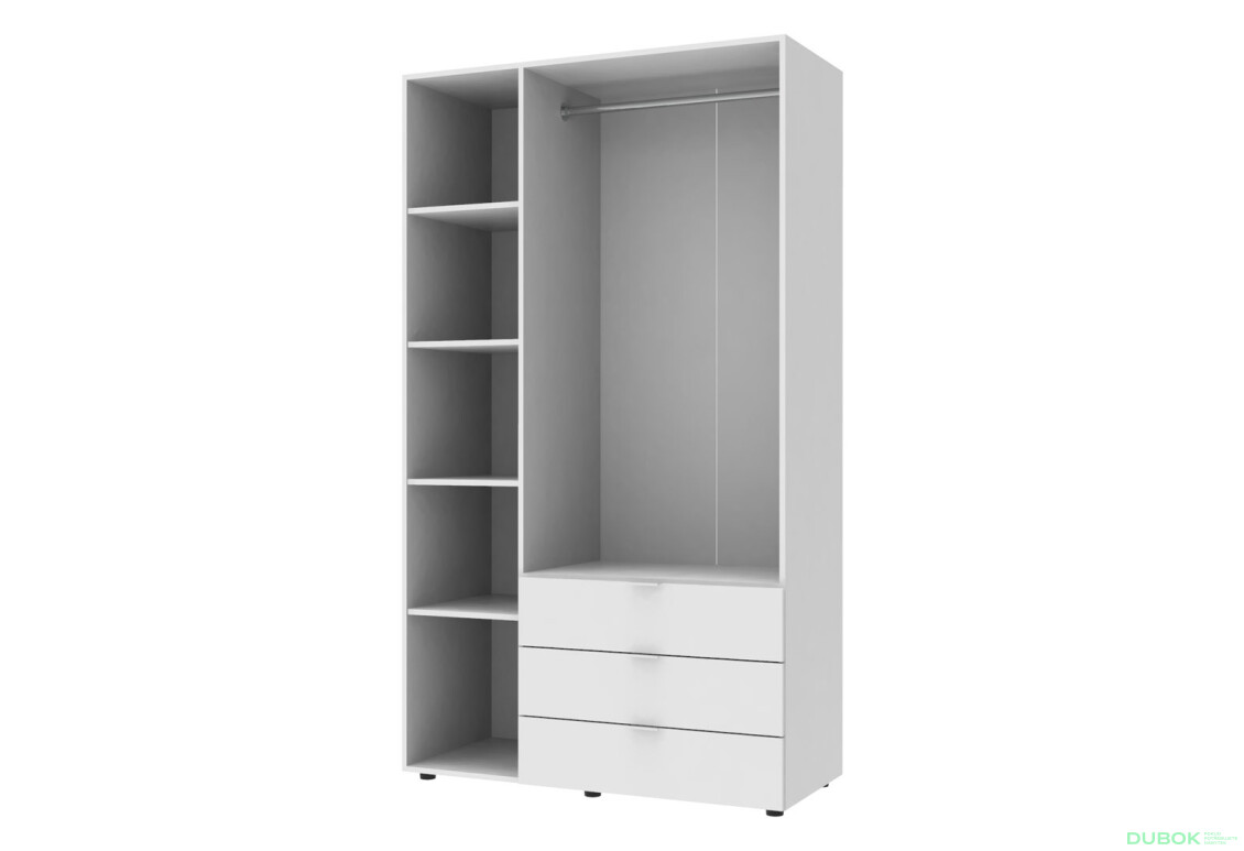 Skriňa trojdverová Gelar 116.2 cm Biela - Fotografia 3 Fotografia 3 - Skriňa trojdverová Gelar 116.2 cm Biela