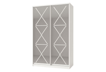 Skriňa Rim-Veneziano 2D 1,7 m biela s umeleckým matovaním na zrkadle №31