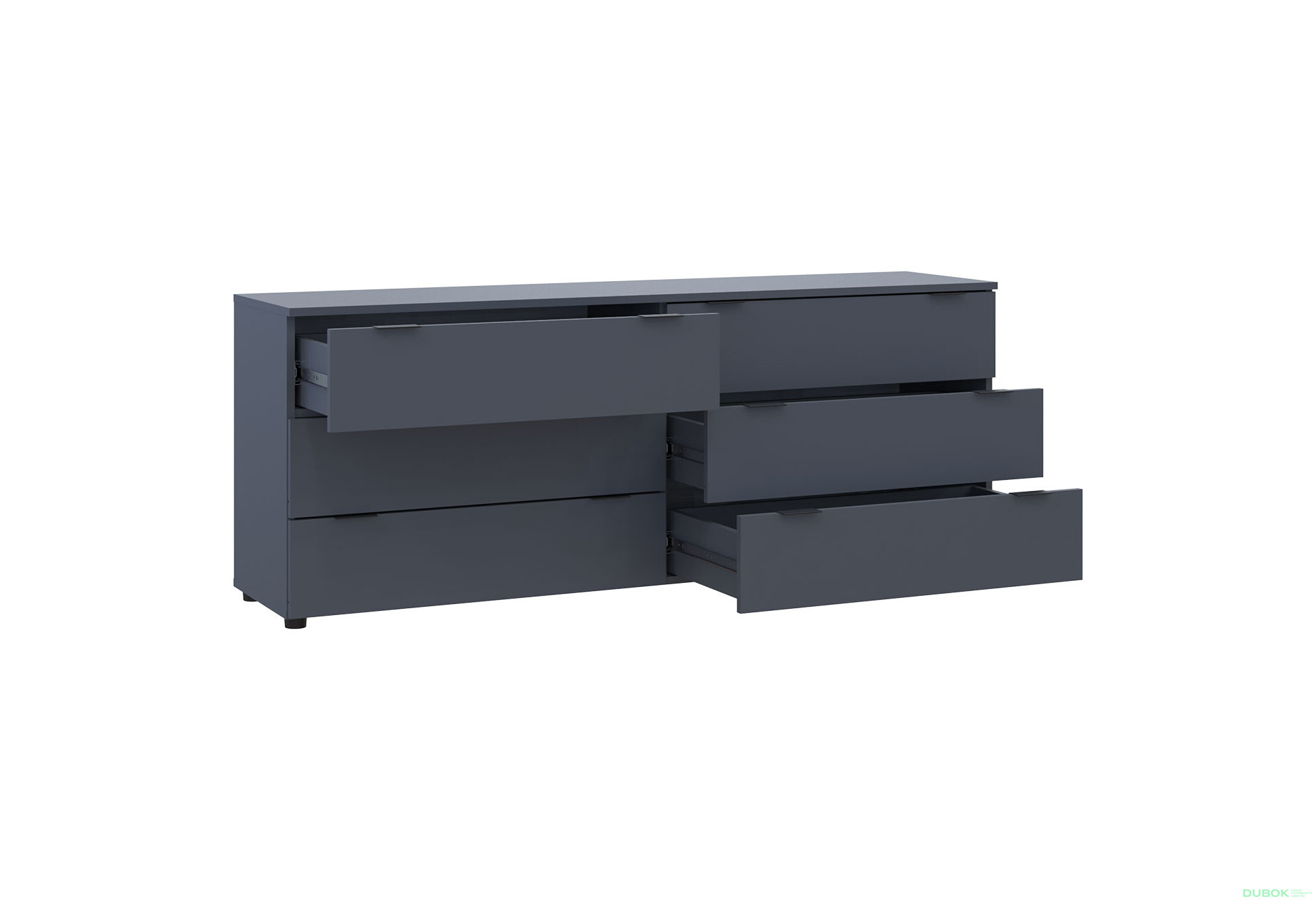 Komoda Ron 9 s 6 zásuvkami 160х38х62 grafit - Fotografia 3 Fotografia 3 - Komoda Ron 9 s 6 zásuvkami 160х38х62 grafit