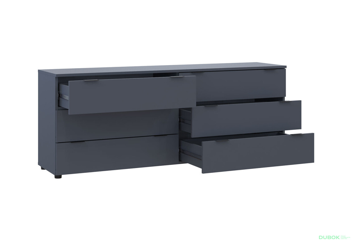 Komoda Ron 9 s 6 zásuvkami 160х38х62 grafit - Fotografia 3 Fotografia 3 - Komoda Ron 9 s 6 zásuvkami 160х38х62 grafit