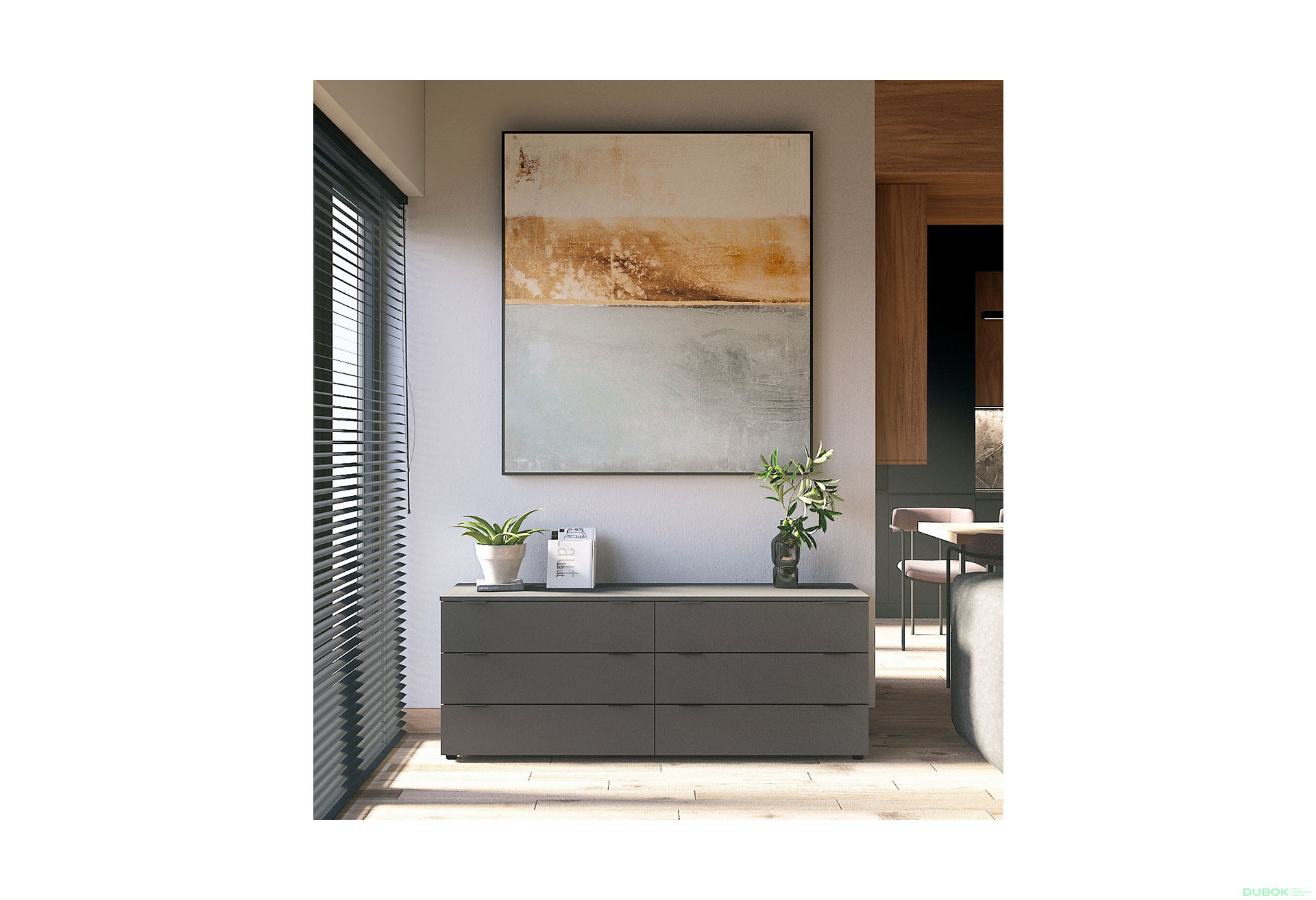 Fotografia 4 - Komoda Ron 9 s 6 zásuvkami 160х38х62 grafit