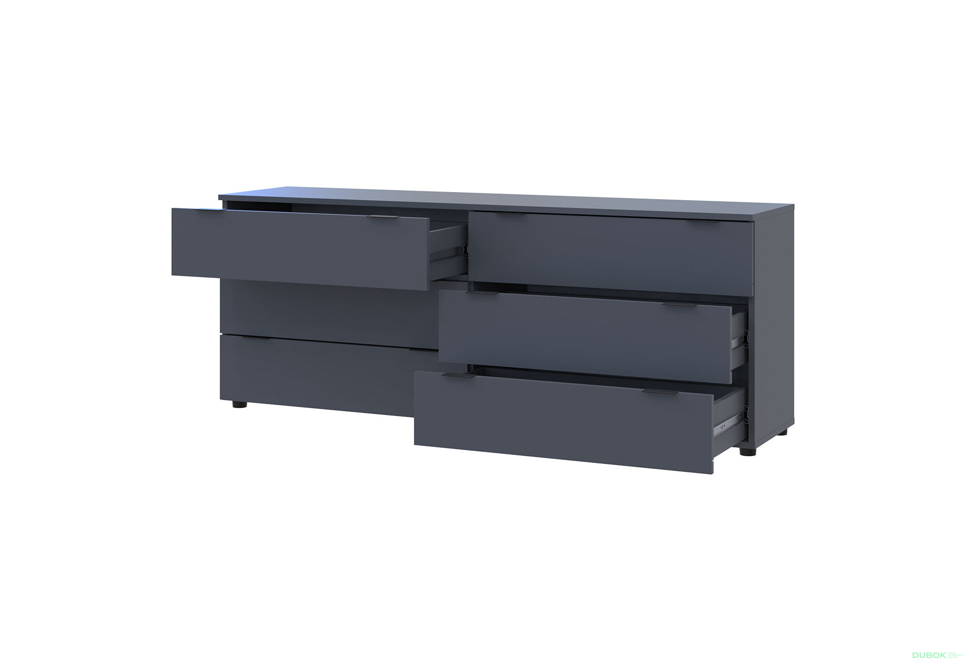 Komoda Ron 9 s 6 zásuvkami 160х38х62 grafit - Fotografia 6 Fotografia 6 - Komoda Ron 9 s 6 zásuvkami 160х38х62 grafit