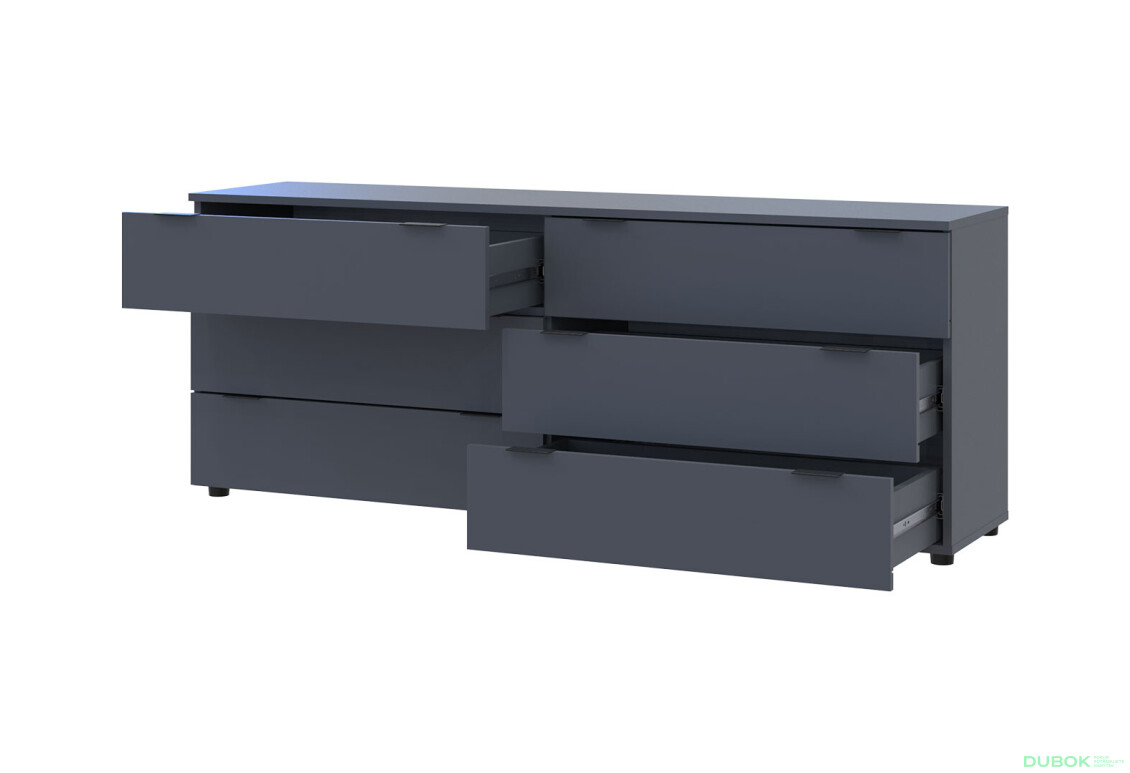 Komoda Ron 9 s 6 zásuvkami 160х38х62 grafit - Fotografia 6 Fotografia 6 - Komoda Ron 9 s 6 zásuvkami 160х38х62 grafit