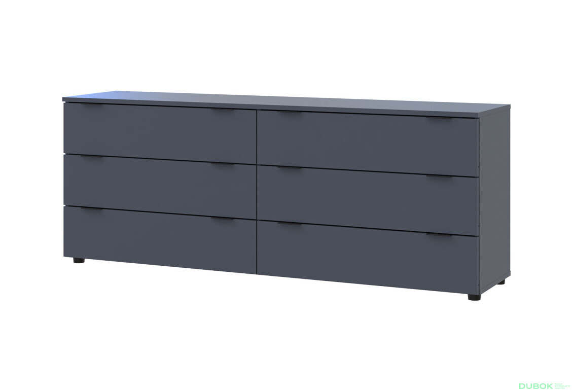 Komoda Ron 9 s 6 zásuvkami 160х38х62 grafit - Fotografia 1 Fotografia 1 - Komoda Ron 9 s 6 zásuvkami 160х38х62 grafit